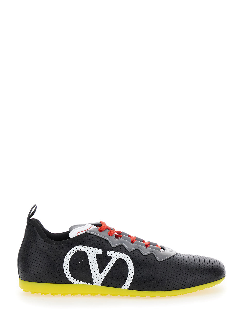 Valentino Garavani Men Black Sneakers With Asymmetric Toe And Vlogo Detail On The Side In Tech Fabric Man