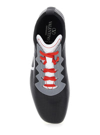 Valentino Garavani Men Black Sneakers With Asymmetric Toe And Vlogo Detail On The Side In Tech Fabric Man