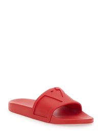Valentino Garavani Men Red Sandals With Open Toe And Embossed Logo In Rubber Man