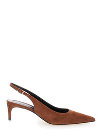 Leplain Women 'Luisa' Brown Slingback Pumps With Low Heel In Suede Woman