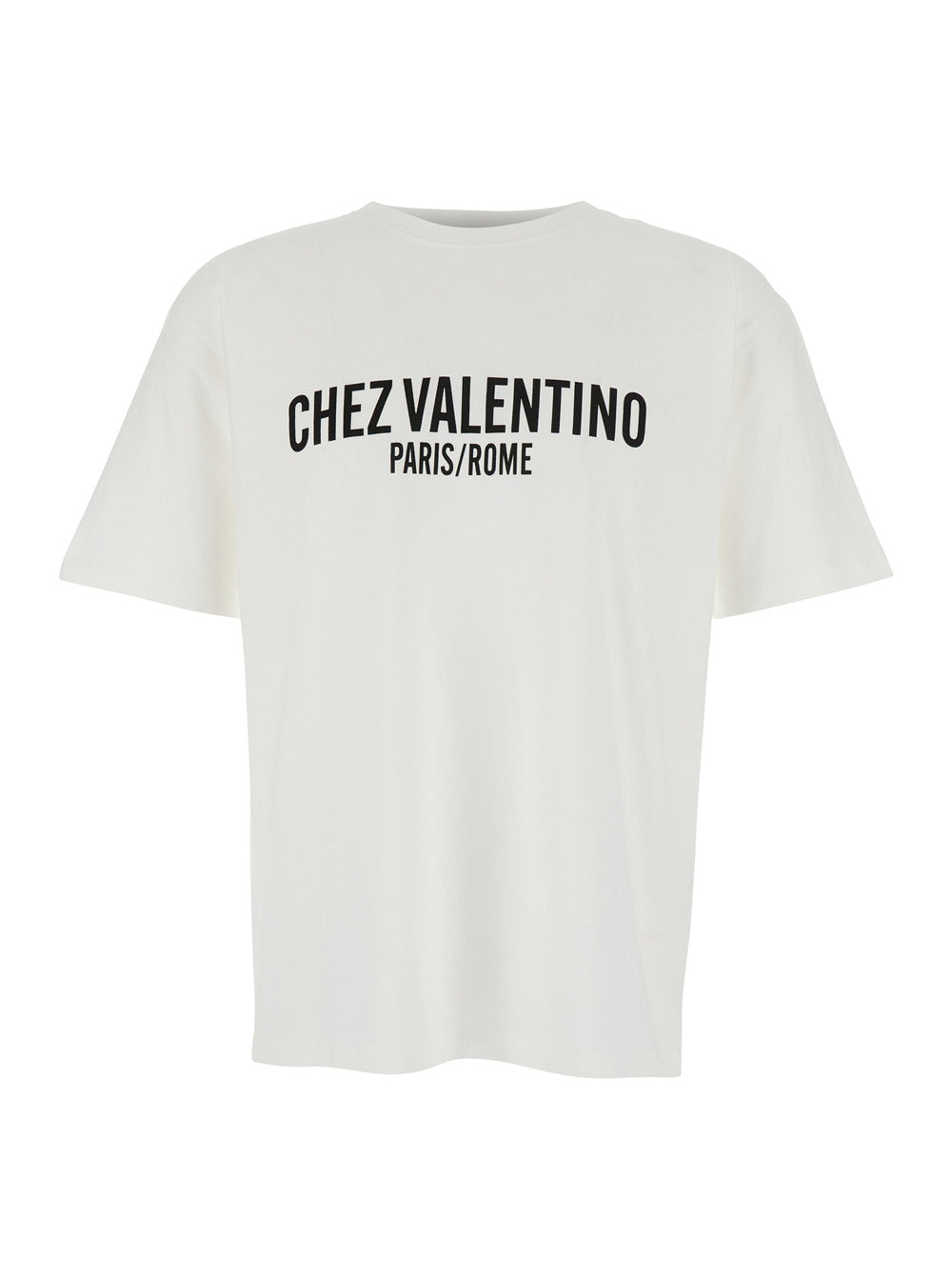 Valentino Men 'Chez' White Crewneck T-Shirt With Maxi Logo Print