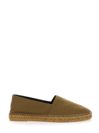 SAINT LAURENT Saint Laurent Men Brown Espadrilles With Tonal Cassandre Embroidery On The Side And Almond Toe In Cotton Man