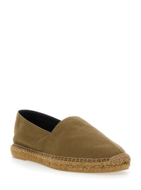SAINT LAURENT Saint Laurent Men Brown Espadrilles With Tonal Cassandre Embroidery On The Side And Almond Toe In Cotton Man