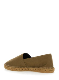 SAINT LAURENT Saint Laurent Men Brown Espadrilles With Tonal Cassandre Embroidery On The Side And Almond Toe In Cotton Man