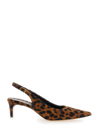 LEPLAIN Leplain Women 'Luisa' Brown Slingback Pumps With Medium Stiletto Heel And Leopard Print All-Over In Ecofur Woman