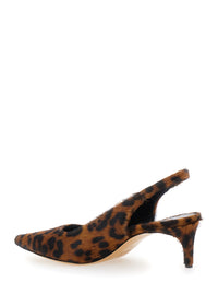 LEPLAIN Leplain Women 'Luisa' Brown Slingback Pumps With Medium Stiletto Heel And Leopard Print All-Over In Ecofur Woman