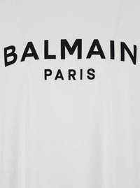 Balmain Men White Crewneck T-Shirt With Logo Lettering On The Front In Cotton Man