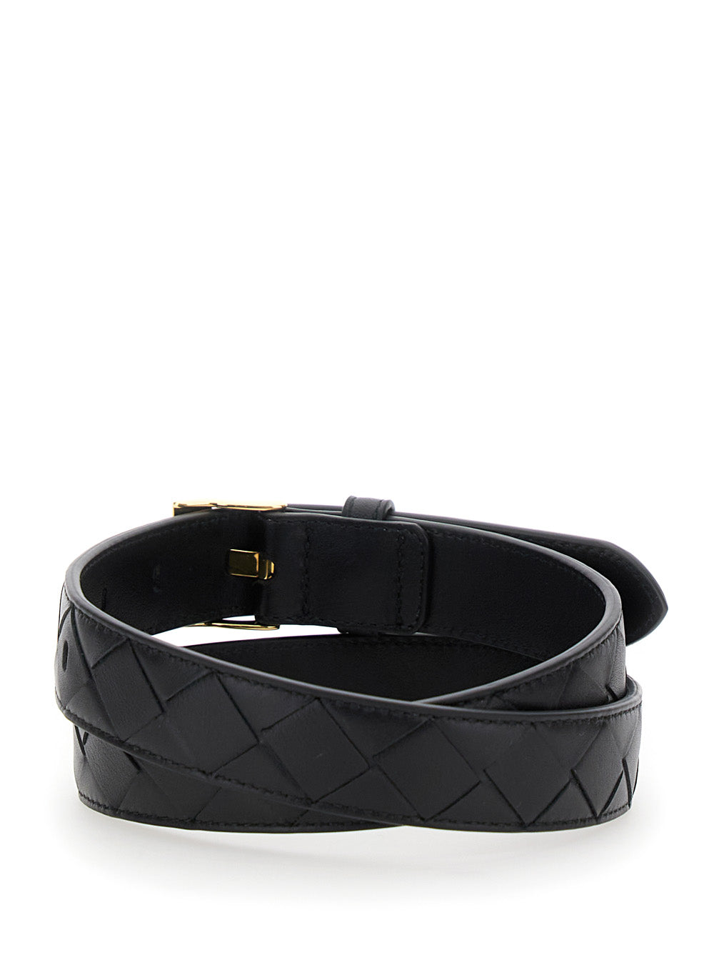BOTTEGA VENETA Bottega Veneta Women Black Belt With All-Over Intreccio Motif In Leather Woman