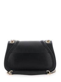 Gucci Women 'Blondie Small' Black Handbag With Metallic Gg Crossover On The Front And Chain Shoulder Strap In Leather Woman