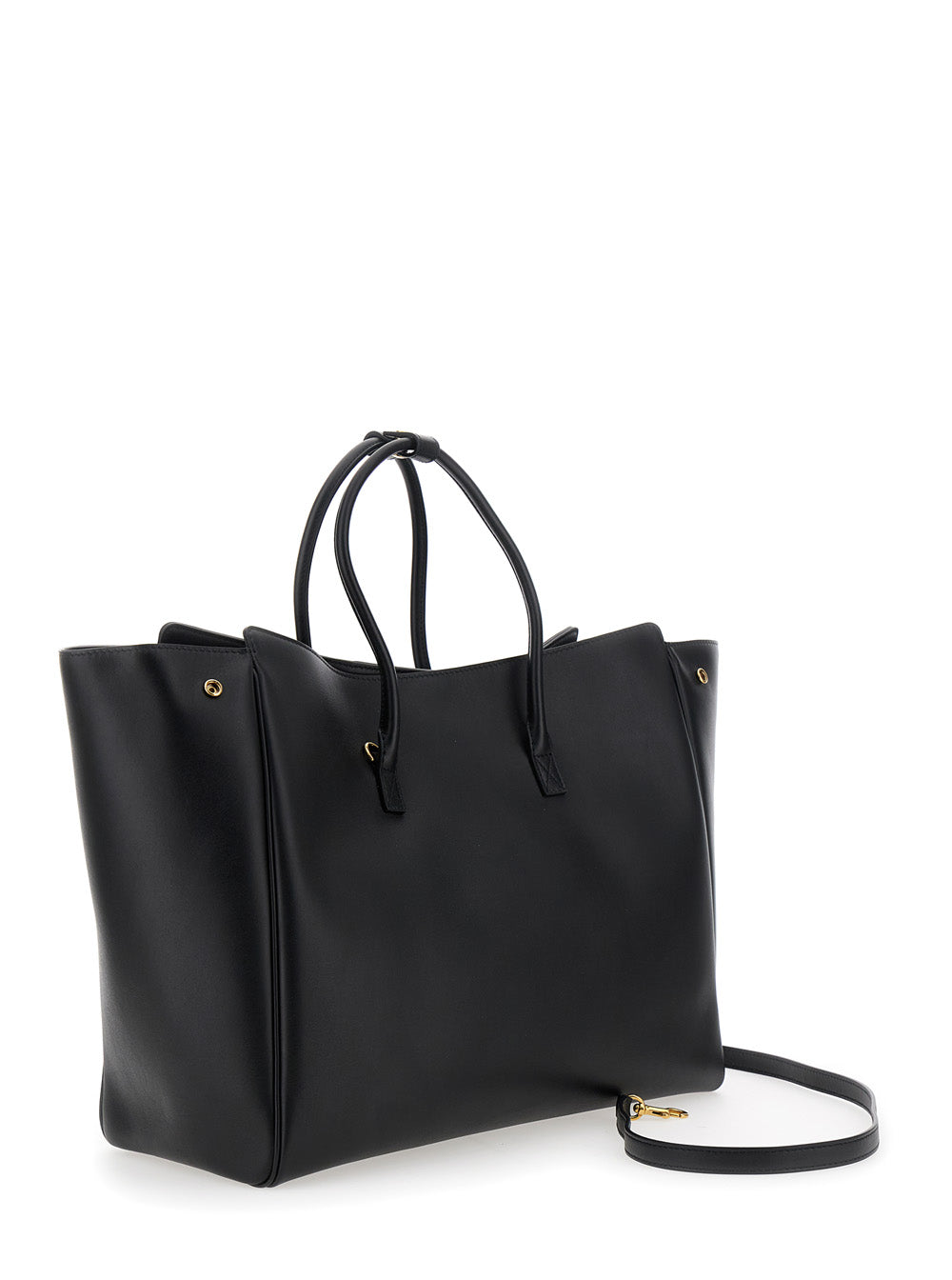 BALENCIAGA Balenciaga Women 'Hampton Medium' Black Handbag With Embossed Logo On The Front And Removable Key Ring In Leather Woman