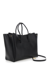 BALENCIAGA Balenciaga Women 'Hampton Medium' Black Handbag With Embossed Logo On The Front And Removable Key Ring In Leather Woman
