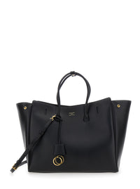 BALENCIAGA Balenciaga Women 'Hampton Medium' Black Handbag With Embossed Logo On The Front And Removable Key Ring In Leather Woman