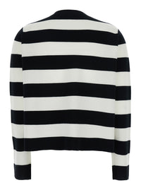 MAX MARA Max Mara Women 'Viterbo' Black And White Crewneck Sweater With Embroidery On The Front And All-Over Striped Motif In Wool Woman