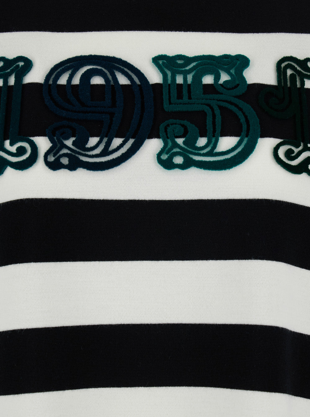 MAX MARA Max Mara Women 'Viterbo' Black And White Crewneck Sweater With Embroidery On The Front And All-Over Striped Motif In Wool Woman