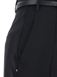 Sportmax Women 'Texas' Black Pants With Belt With Metallic Buckle In Fabric Woman