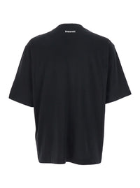 Dsquared2 Men Black Crewneck T-Shirt With Maxi Logo Lettering On The Front In Cotton Man