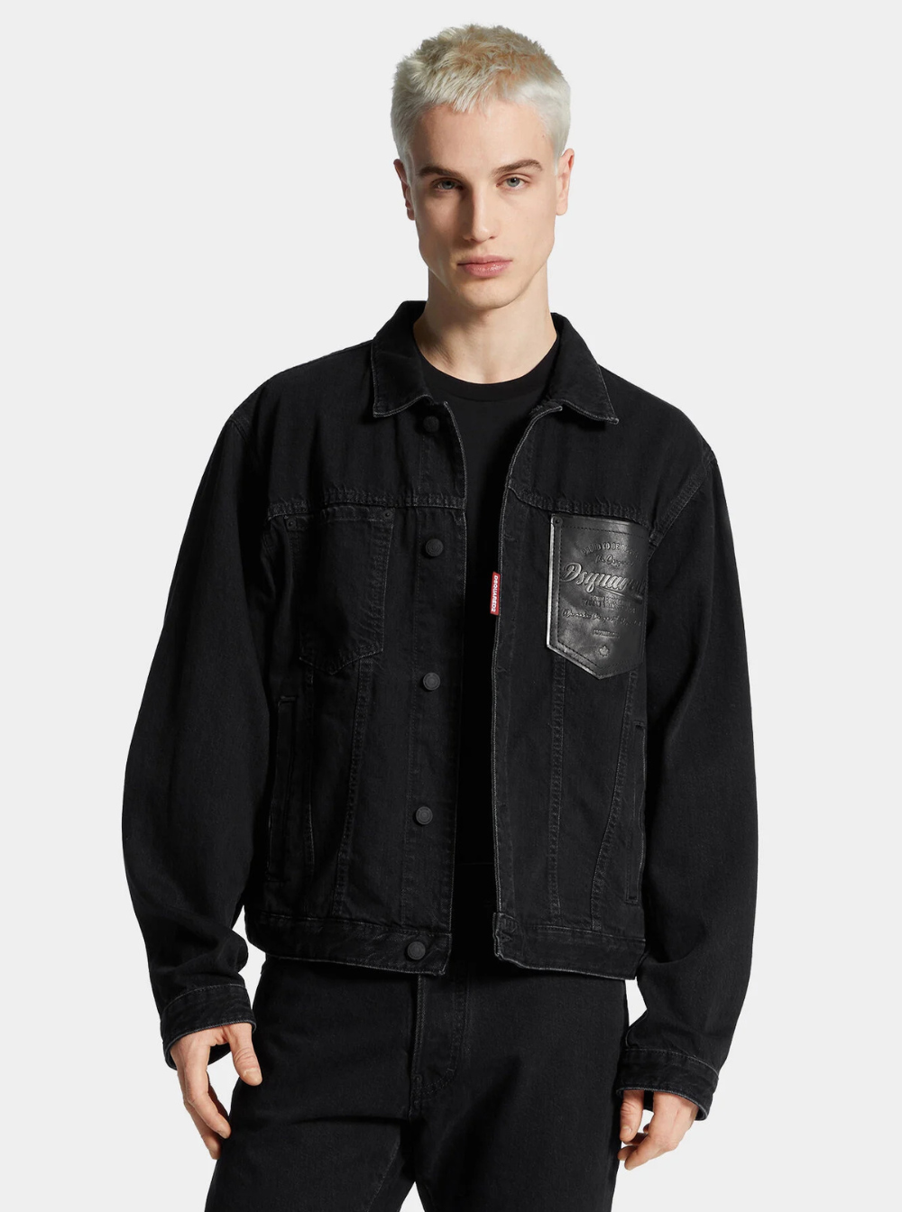 Dsquared2 Men Black Jacket With Classic Collar And Embossed Logo