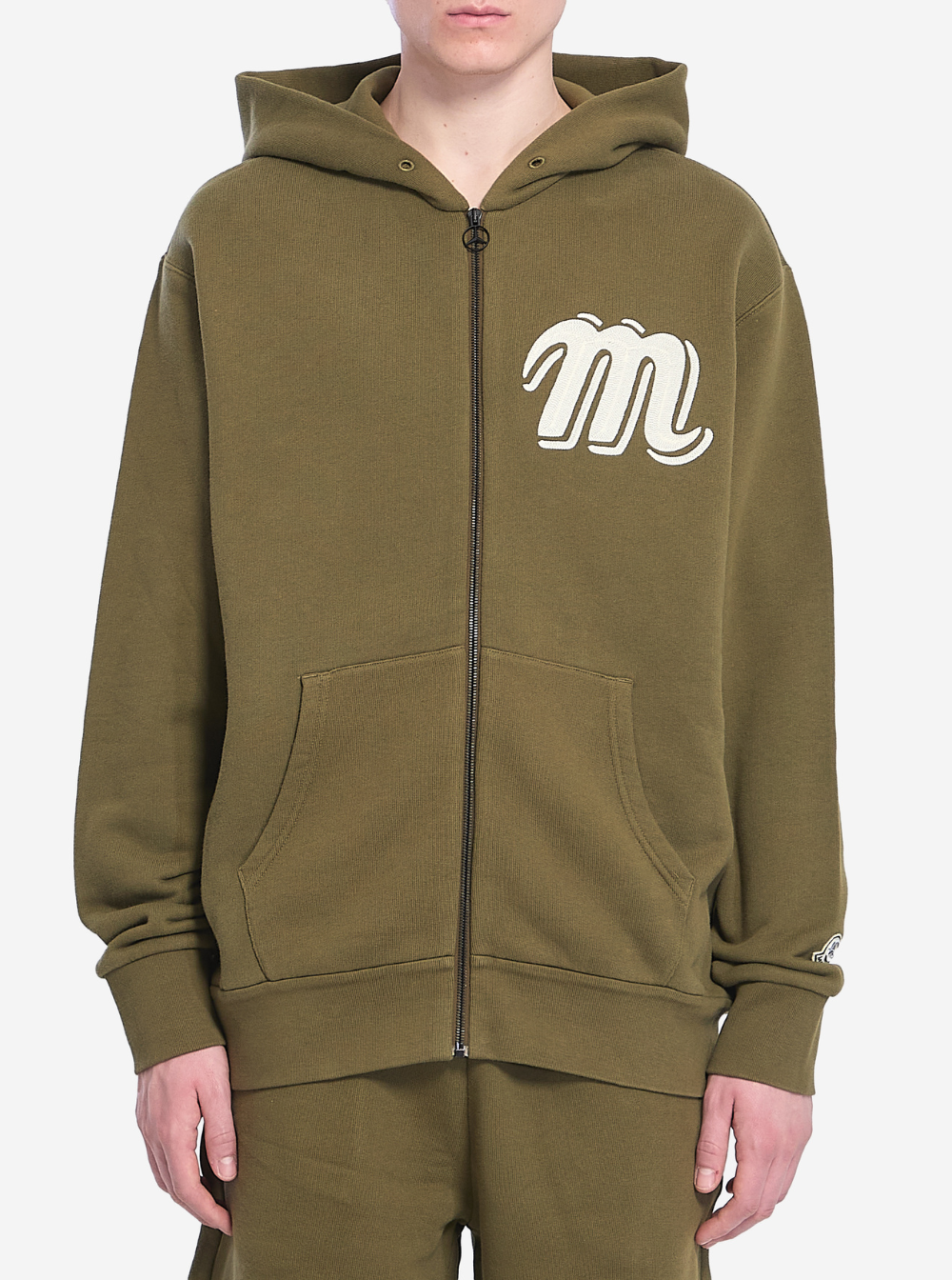 Moncler Genius Men Green Sweatshirt With Monogram Embroidery On The Front And Logo Patch On The Sleeve In Cotton Jersey Man