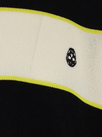 Alexander Mcqueen Men Black And White Long-Sleeve Polo Shirt With Logo Patch On The Front And All-Over Striped Motif In Cotton Blend Man