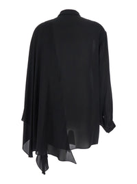 Balenciaga Women Black Blouse With Pussybow Collar And Asymmetric Design In Silk Woman