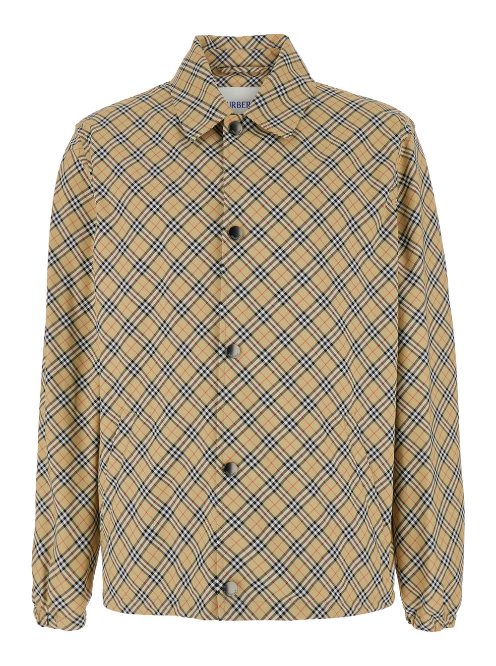 Burberry Men 'Slindon' Beige Jacket With Classic Collar And All-Over Check Motif In Tech Fabric Man