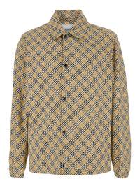 Burberry Men 'Slindon' Beige Jacket With Classic Collar And All-Over Check Motif In Tech Fabric Man