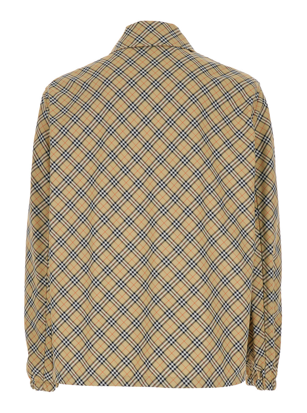 Burberry Men 'Slindon' Beige Jacket With Classic Collar And All-Over Check Motif In Tech Fabric Man