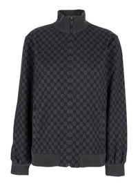 Gucci Women Grey Sweatshirt With High Neck And All-Over Gg Print In Tech Fabric Woman