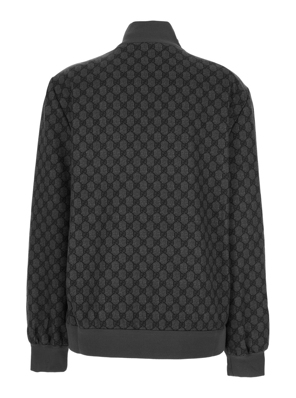 Gucci Women Grey Sweatshirt With High Neck And All-Over Gg Print In Tech Fabric Woman