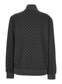 Gucci Women Grey Sweatshirt With High Neck And All-Over Gg Print In Tech Fabric Woman