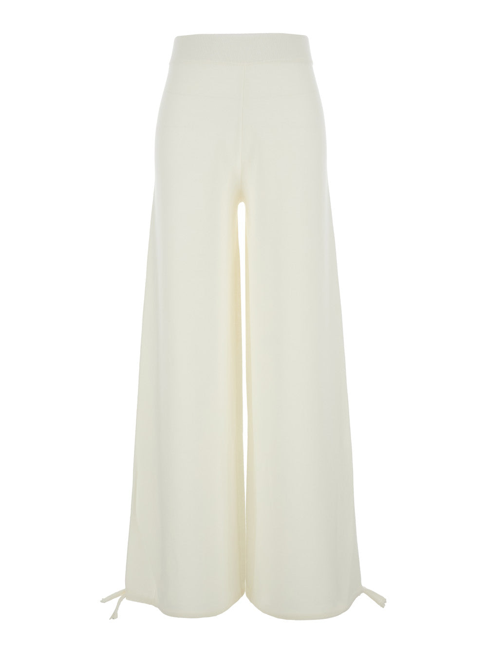 MAX MARA Max Mara Women 'Nigeria' White Pants With Elastic Waist And Wide Leg In Wool Woman