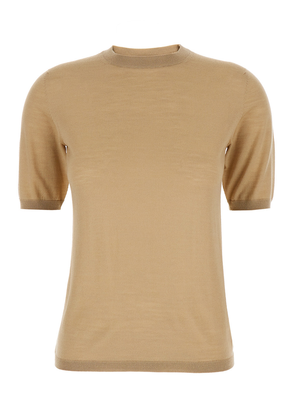 MAX MARA Max Mara Women 'Gerico' Beige Crewneck Sweater With Short Sleeves In Wool Woman