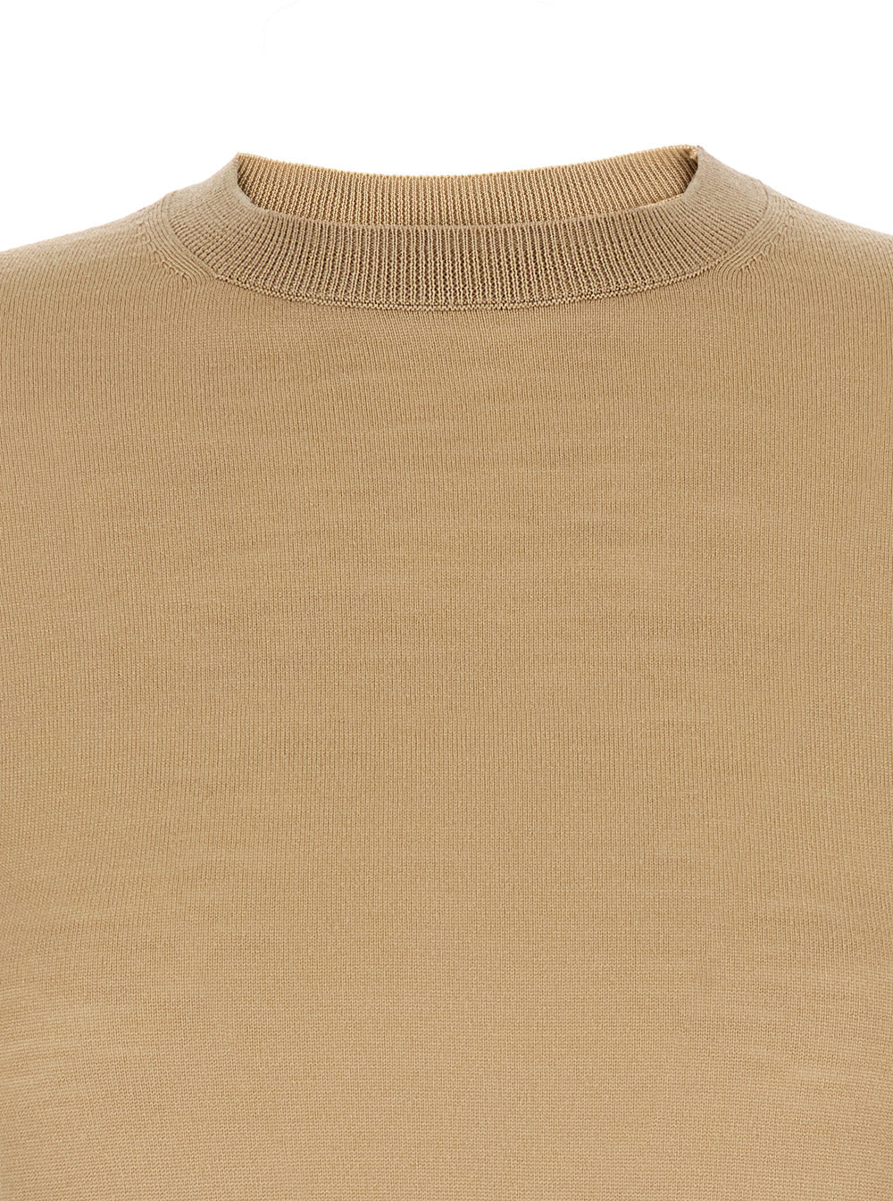 MAX MARA Max Mara Women 'Gerico' Beige Crewneck Sweater With Short Sleeves In Wool Woman