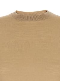 MAX MARA Max Mara Women 'Gerico' Beige Crewneck Sweater With Short Sleeves In Wool Woman