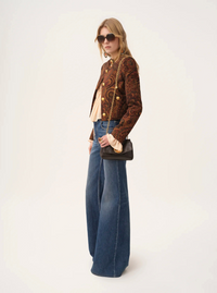 Chloé Women Blue High Waisted Jeans With Wide Leg And Logo Patch On The Rear In Denim Woman