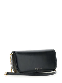 ALEXANDER MCQUEEN Alexander Mcqueen Women 'Skull Flower' Black Crossbody Bag With Chain-Link Shoulder Strap And Logo Plaque On The Front In Leather Woman
