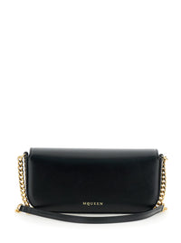 ALEXANDER MCQUEEN Alexander Mcqueen Women 'Skull Flower' Black Crossbody Bag With Chain-Link Shoulder Strap And Logo Plaque On The Front In Leather Woman