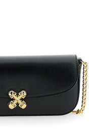 ALEXANDER MCQUEEN Alexander Mcqueen Women 'Skull Flower' Black Crossbody Bag With Chain-Link Shoulder Strap And Logo Plaque On The Front In Leather Woman
