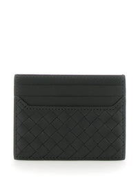 Bottega Veneta Men Green Card Holder With Intrecciato Motif In Leather Man