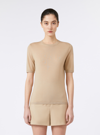 MAX MARA Max Mara Women 'Gerico' Beige Crewneck Sweater With Short Sleeves In Wool Woman