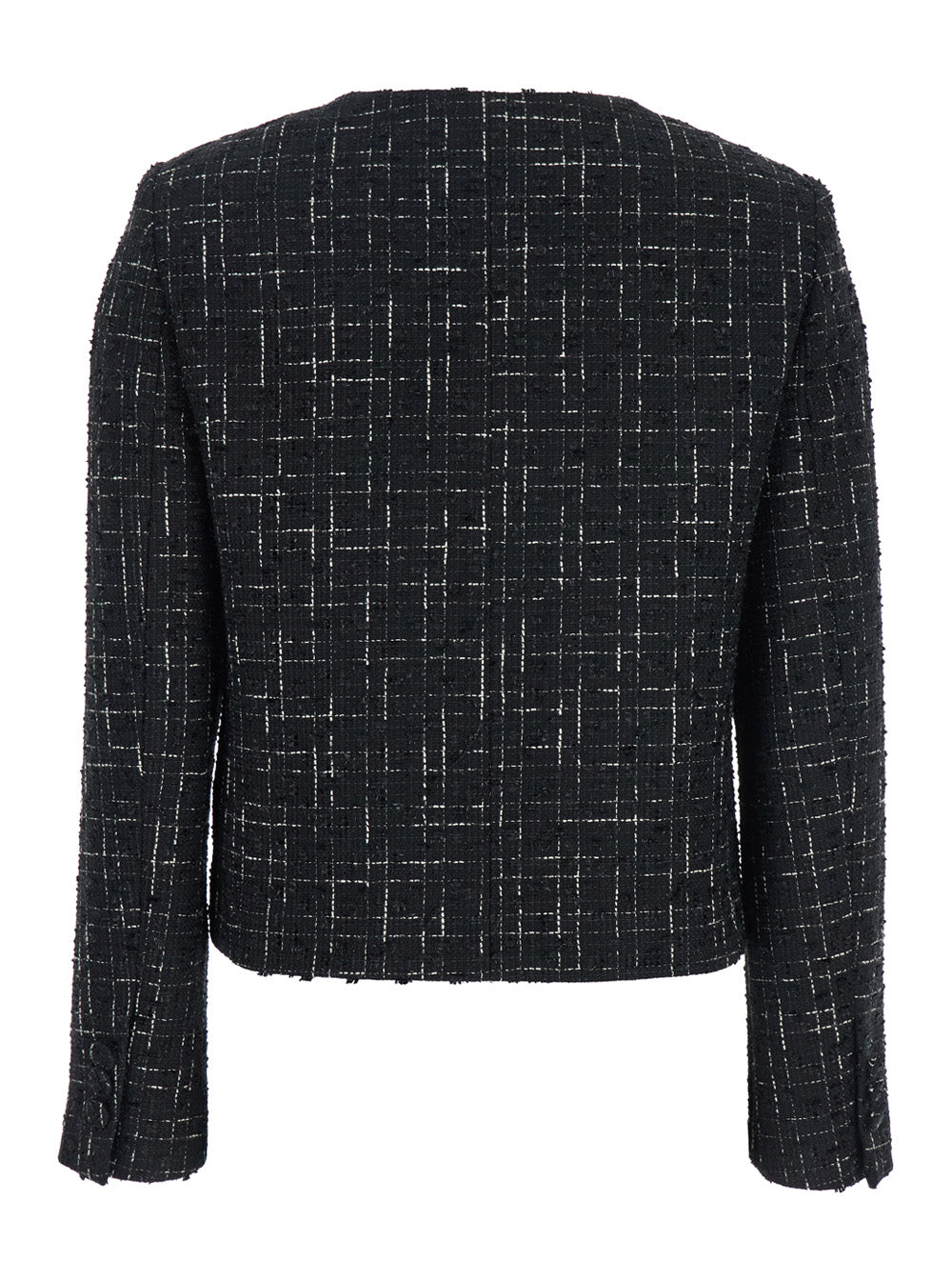 Leplain Women Black Jacket With Round Neck And Front Button Closure In Tweed Woman