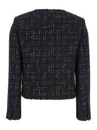 Leplain Women Black Jacket With Round Neck And Front Button Closure In Tweed Woman