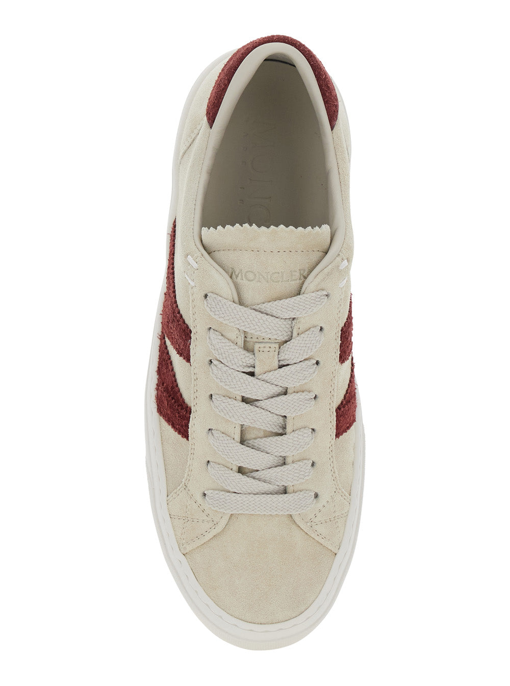 MONCLER Moncler Women White Low Top Sneakers With Logo Detail On The Side And Logo Patch On The Tongue In Leather Woman