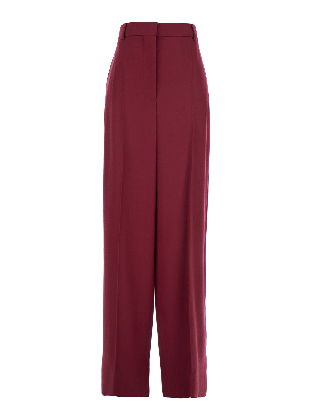 Stella Mccartney Women Bordeaux Pants With Concealed Closure On The Front In Wool Woman