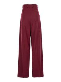 Stella Mccartney Women Bordeaux Pants With Concealed Closure On The Front In Wool Woman