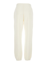 Moncler Women White Pants With Elastic Drawstring Waist And Logo Patch On The Side In Cotton Blend Woman