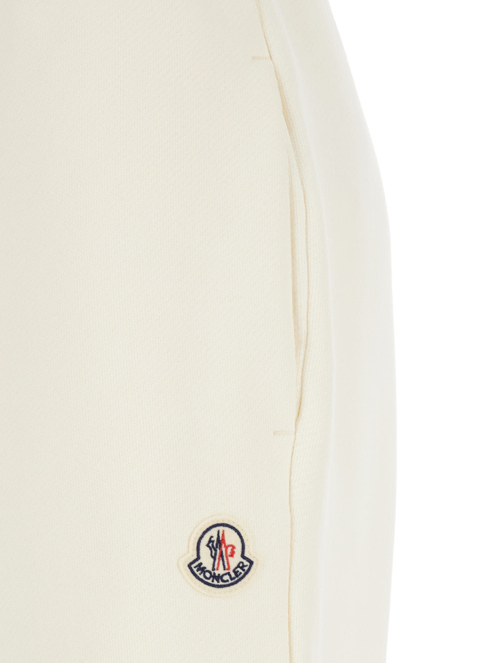 Moncler Women White Pants With Elastic Drawstring Waist And Logo Patch On The Side In Cotton Blend Woman