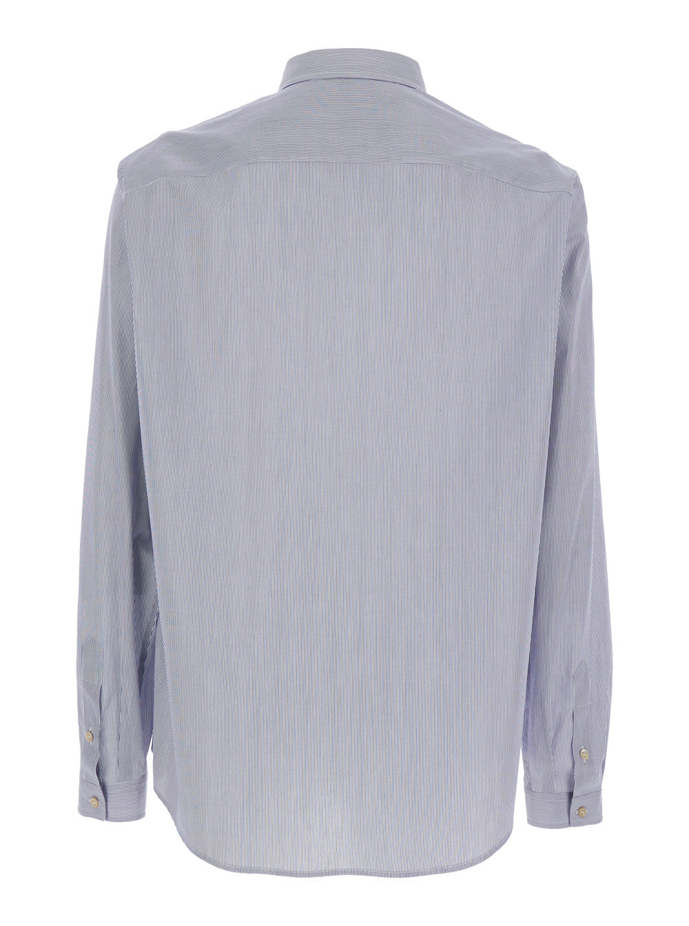 VALENTINO Valentino Men Light Blue Shirt With Classic Collar And All-Over Striped Motif In Cotton Man