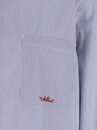VALENTINO Valentino Men Light Blue Shirt With Classic Collar And All-Over Striped Motif In Cotton Man