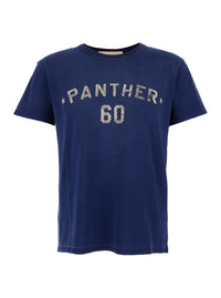Valentino Men Blue Crewneck T-Shirt With Logo Lettering On The Rear In Cotton Man